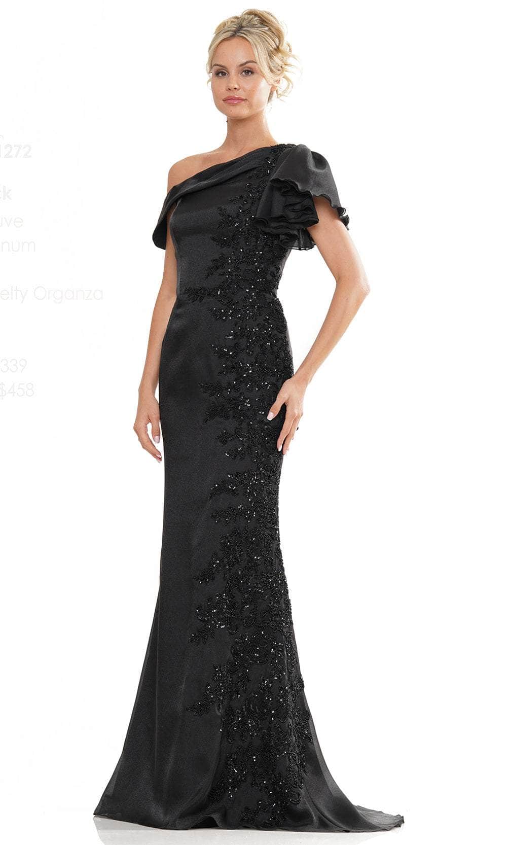 Marsoni by Colors MV1272 - Flutter Sleeve Embellished Formal Gown Special Occasion Dresses Dresses 4 / Black