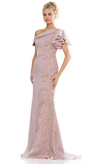 Marsoni by Colors MV1272 - Flutter Sleeve Embellished Formal Gown Special Occasion Dresses Dresses 4 / Mauve