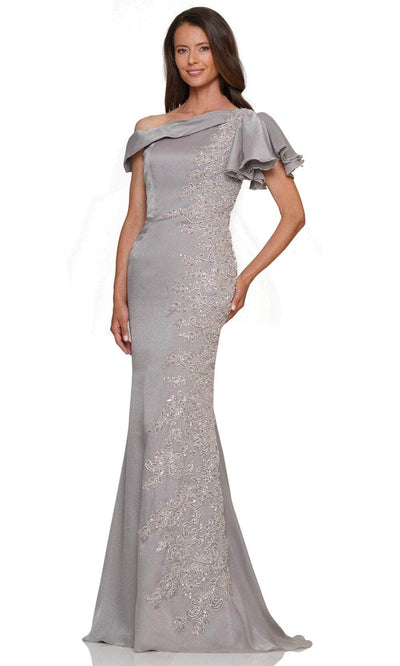 Marsoni by Colors MV1272 - Flutter Sleeve Embellished Formal Gown Special Occasion Dresses Dresses 4 / Platinum