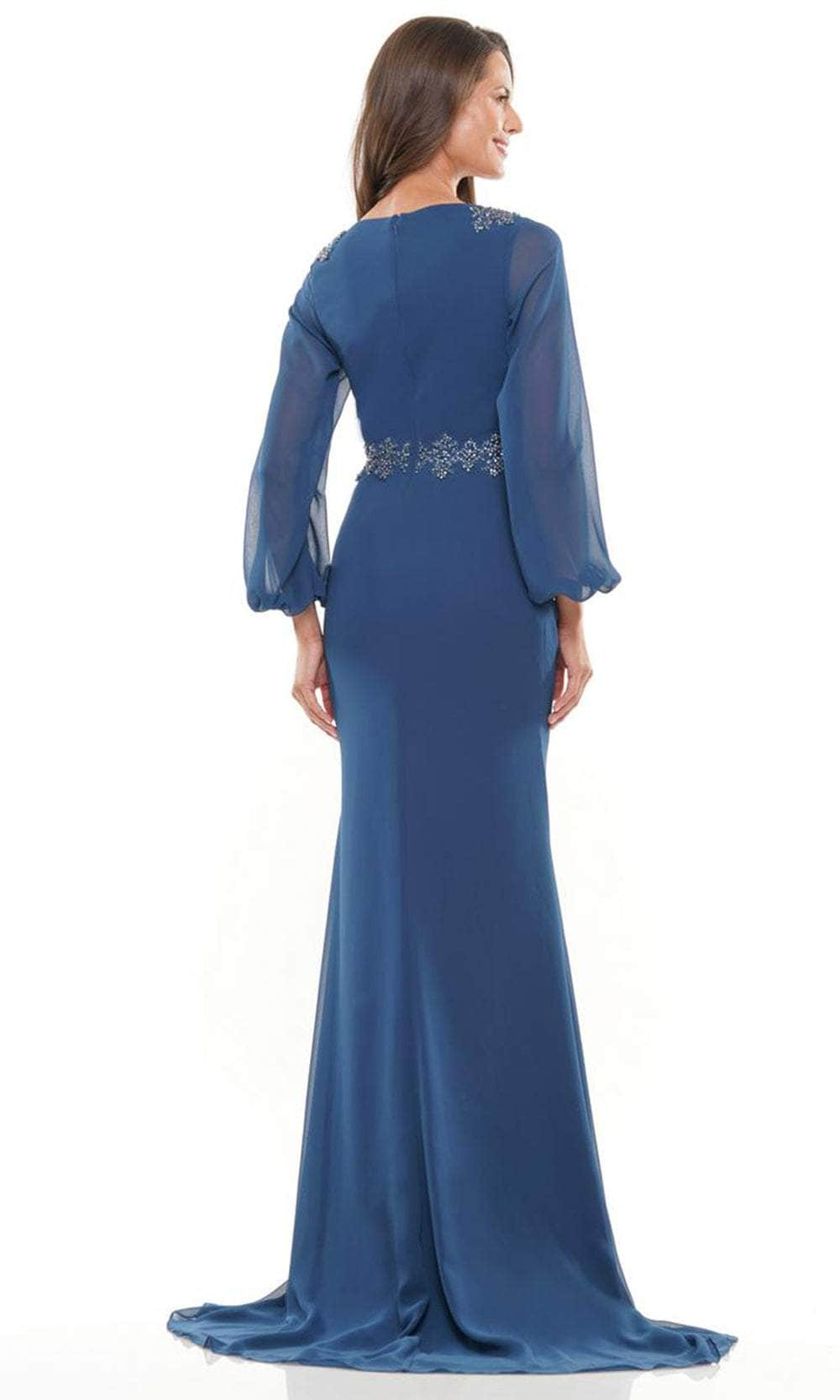 Marsoni by Colors MV1273-1 - Lon Sleeve Ruched Detailed Long Gown Mother of the Bride Dresses