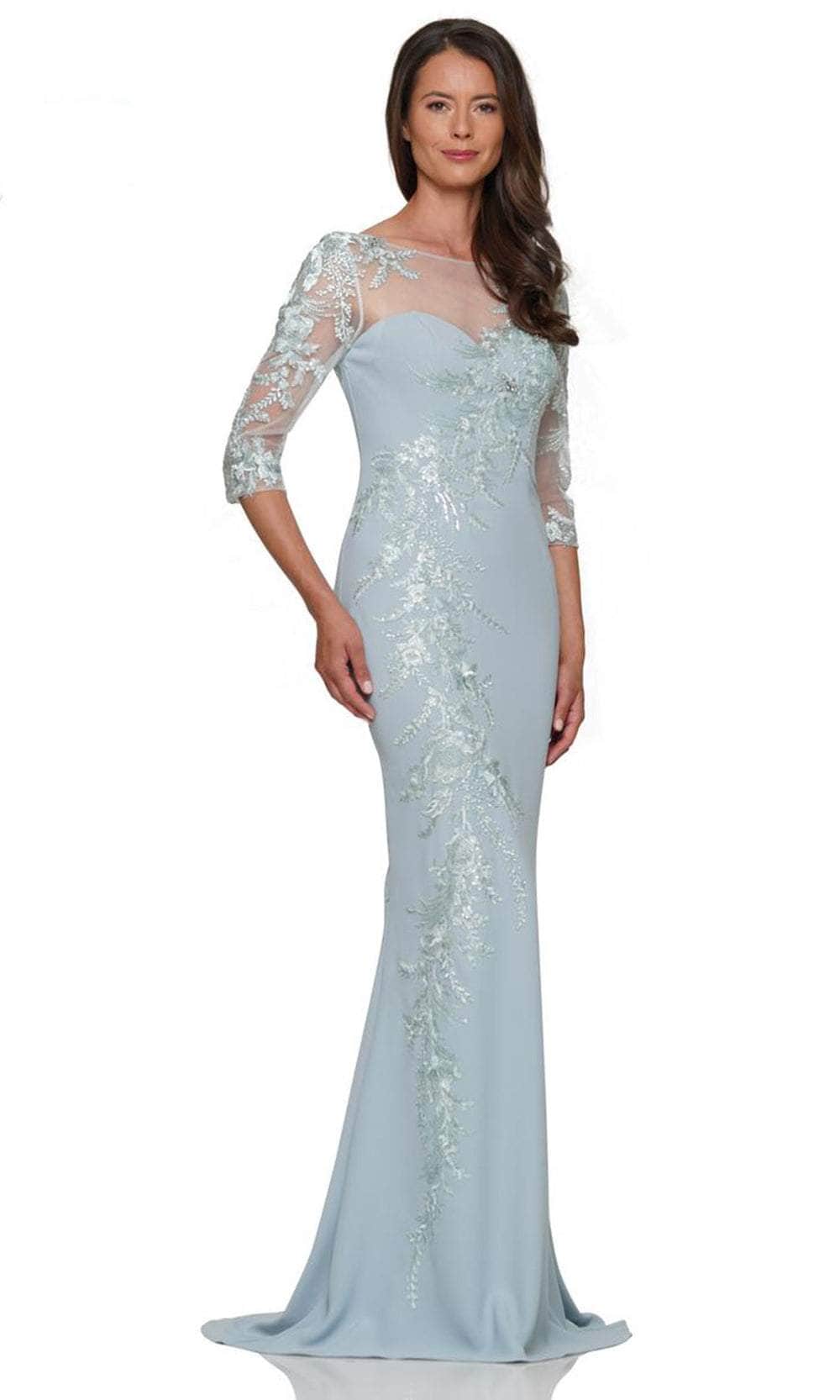 Marsoni by Colors MV1274 - Illusion Bateau Neck Embroidered Long Dress Special Occasion Dress