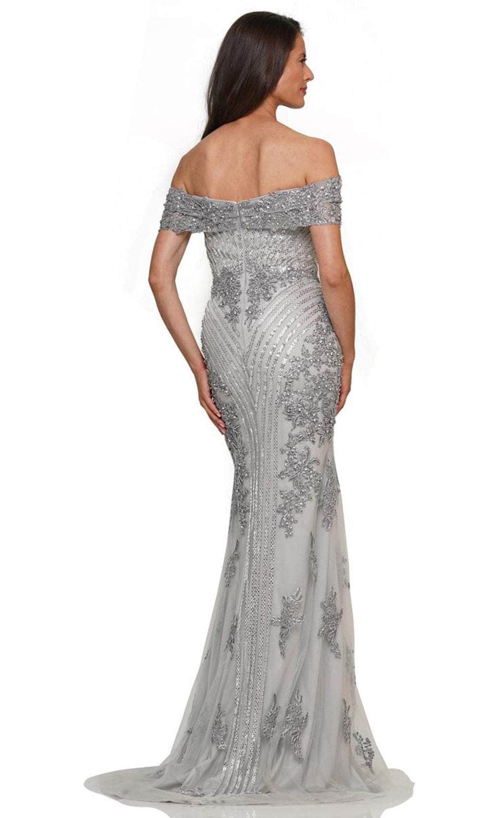 Marsoni by Colors MV1275-1 - Off-Shoulder Beaded Long Gown Evening Dresses