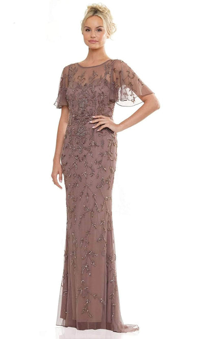 Marsoni by Colors MV1281 - Beaded Sheath Evening Dress Special Occasion Dresses Dresses 4 / Dark Taupe