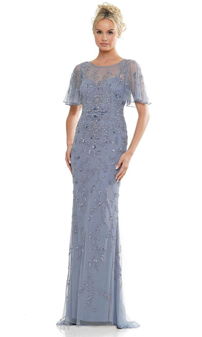 Marsoni by Colors MV1281 - Beaded Sheath Evening Dress Special Occasion Dresses Dresses 4 / Slate Blue