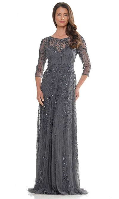 Marsoni by Colors MV1283 - Beaded A-Line Evening Dress Special Occasion Dresses Dresses 6 / Charcoal