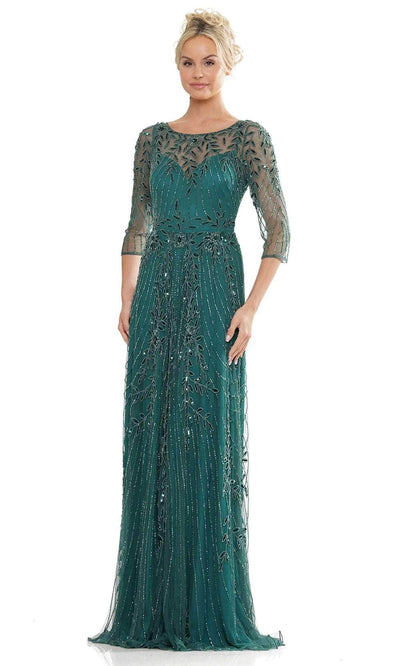 Marsoni by Colors MV1283 - Beaded A-Line Evening Dress Special Occasion Dresses Dresses 6 / Deep Green