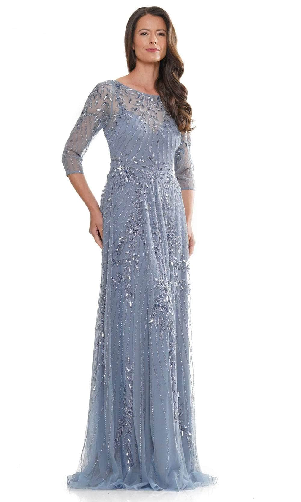 Marsoni by Colors MV1283 - Beaded A-Line Evening Dress Special Occasion Dresses Dresses 6 / Slate Blue