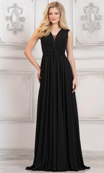 Marsoni by Colors MV1292 - Ruched Chiffon Evening Dress Special Occasion Dresses Dresses 6 / Black