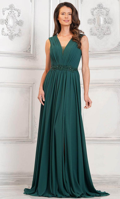 Marsoni by Colors MV1292 - Ruched Chiffon Evening Dress Special Occasion Dresses Dresses 6 / Deep Green