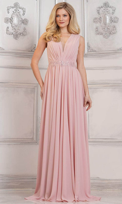 Marsoni by Colors MV1292 - Ruched Chiffon Evening Dress Special Occasion Dresses Dresses 6 / Dusty Rose