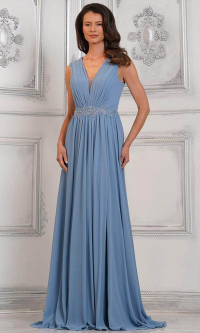 Marsoni by Colors MV1292 - Ruched Chiffon Evening Dress Special Occasion Dresses Dresses 6 / Slate Blue