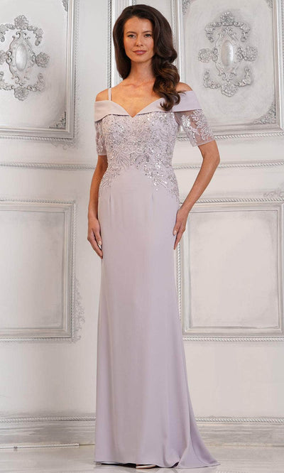 Marsoni by Colors MV1295 - Beaded Appliqued Formal Gown Special Occasion Dresses Dresses 6 / Silver