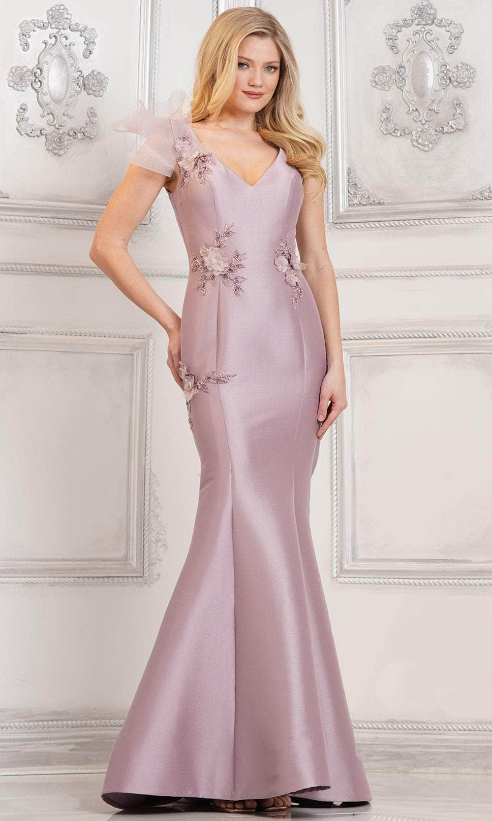 Marsoni by Colors MV1309 - V-Neck Mermaid Formal Gown Special Occasion Dresses Dresses 4 / Dusty Rose