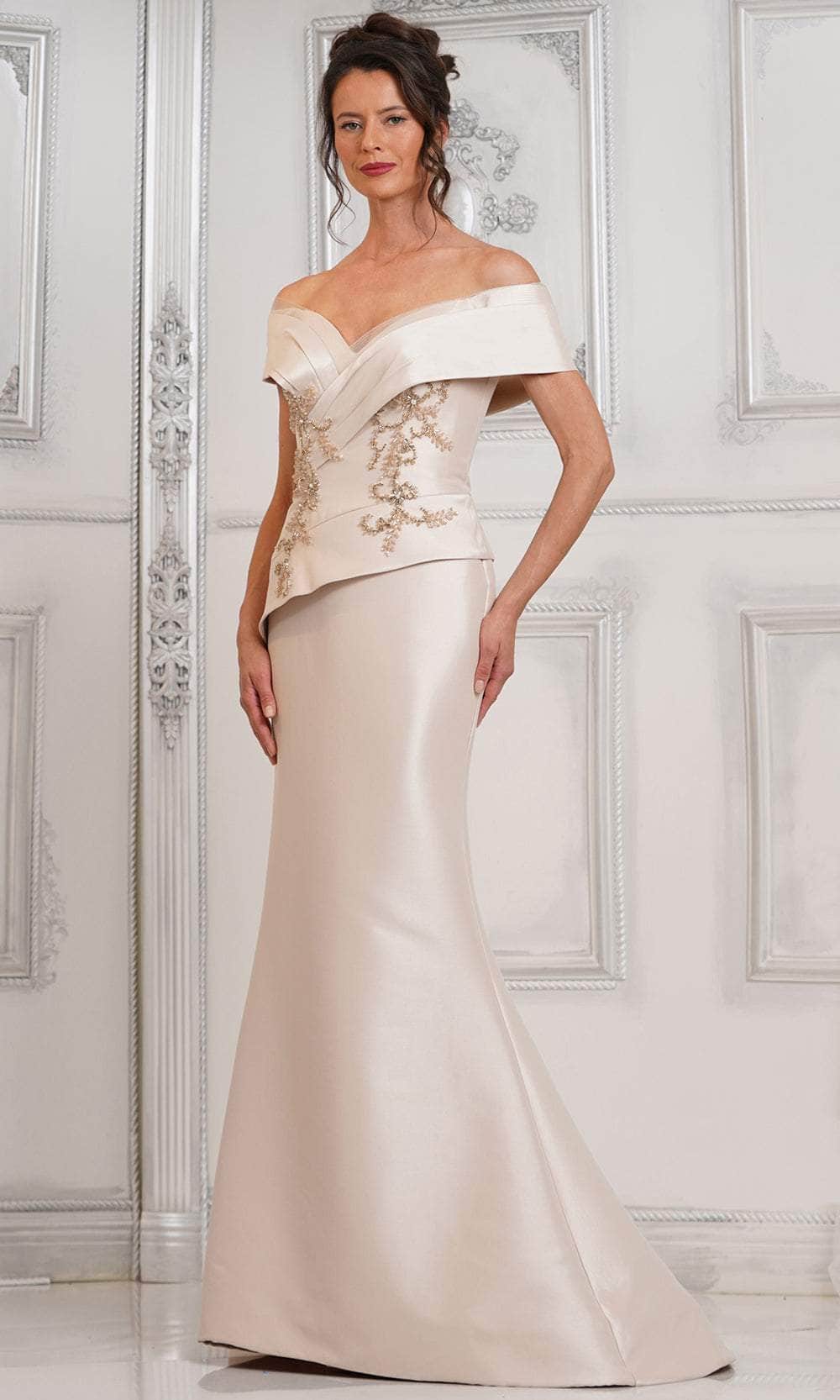 champagne peplum dress Terani - 261C6524