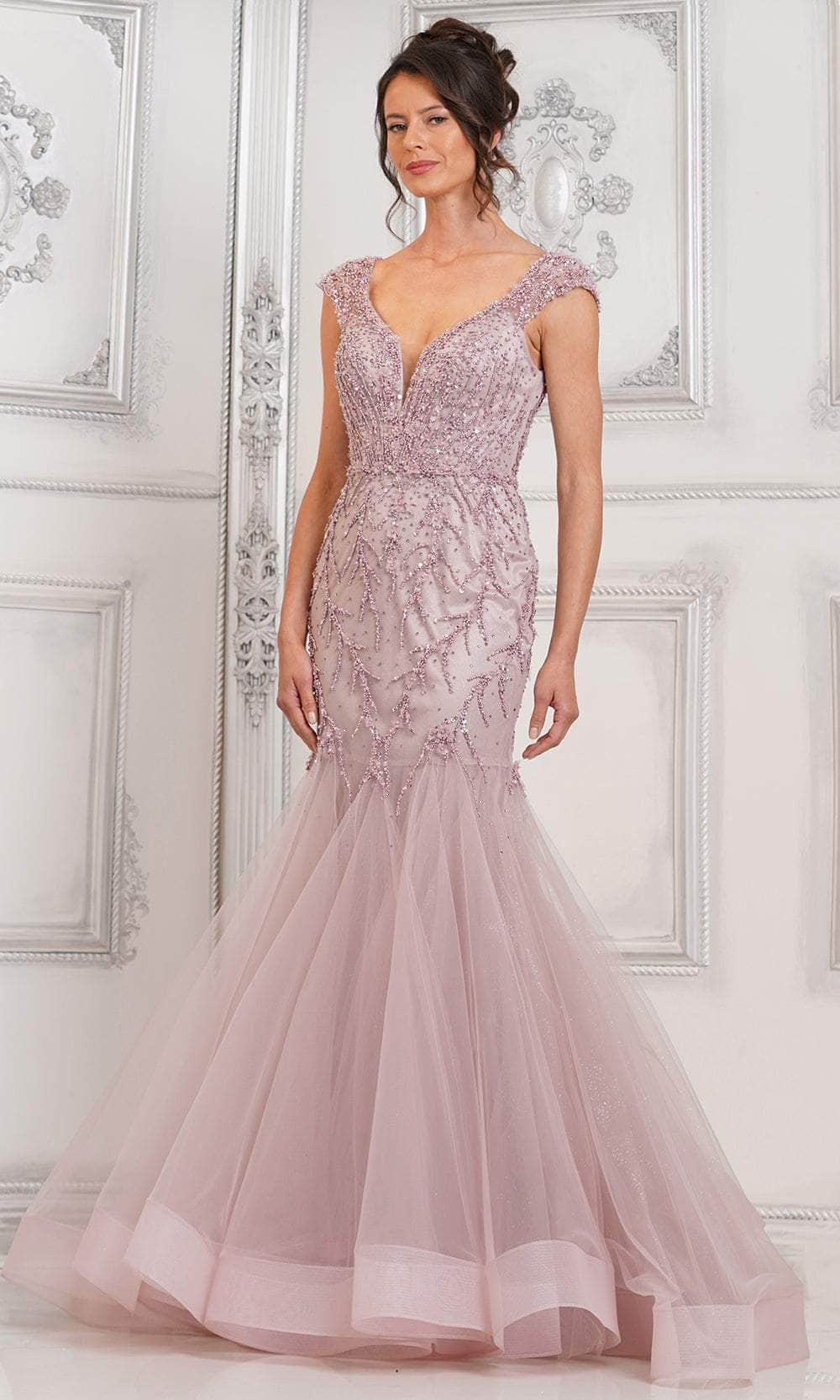 Marsoni by Colors MV1315 - Godets Mermaid Formal Gown Special Occasion Dresses Dresses 4 / Mauve