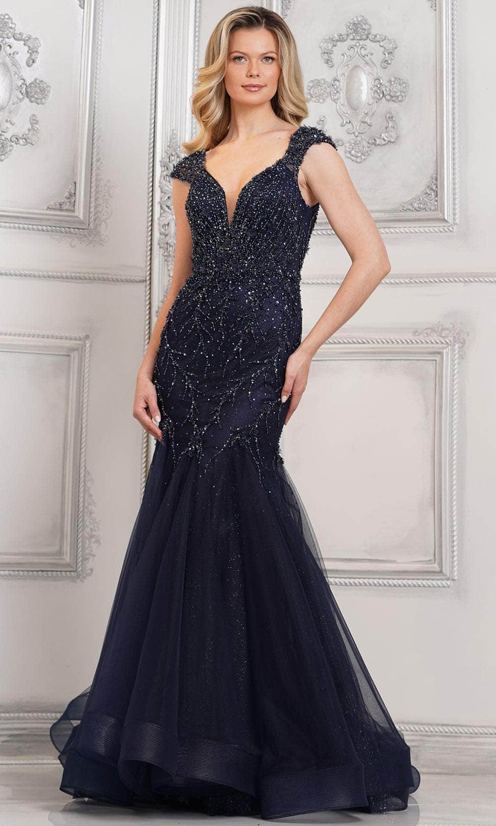 Marsoni by Colors MV1315 - Godets Mermaid Formal Gown Special Occasion Dresses Dresses 4 / Navy