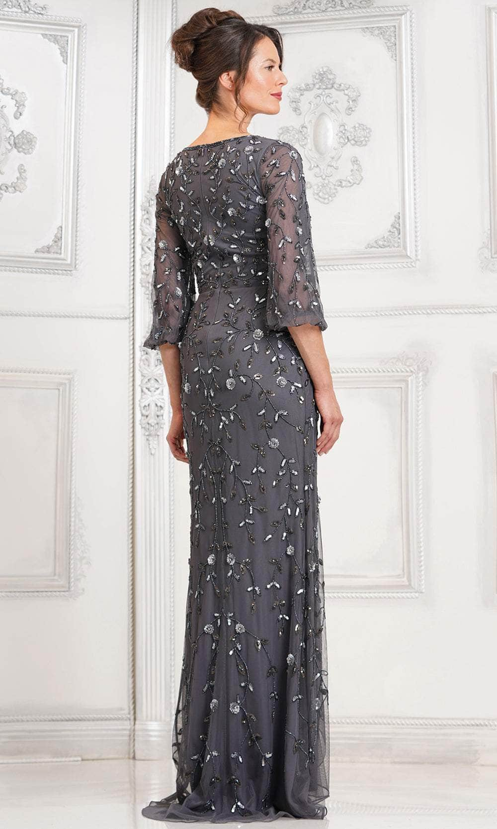 Marsoni by Colors MV1320 - Quarter Sleeve Beaded Formal Gown Special Occasion Dress