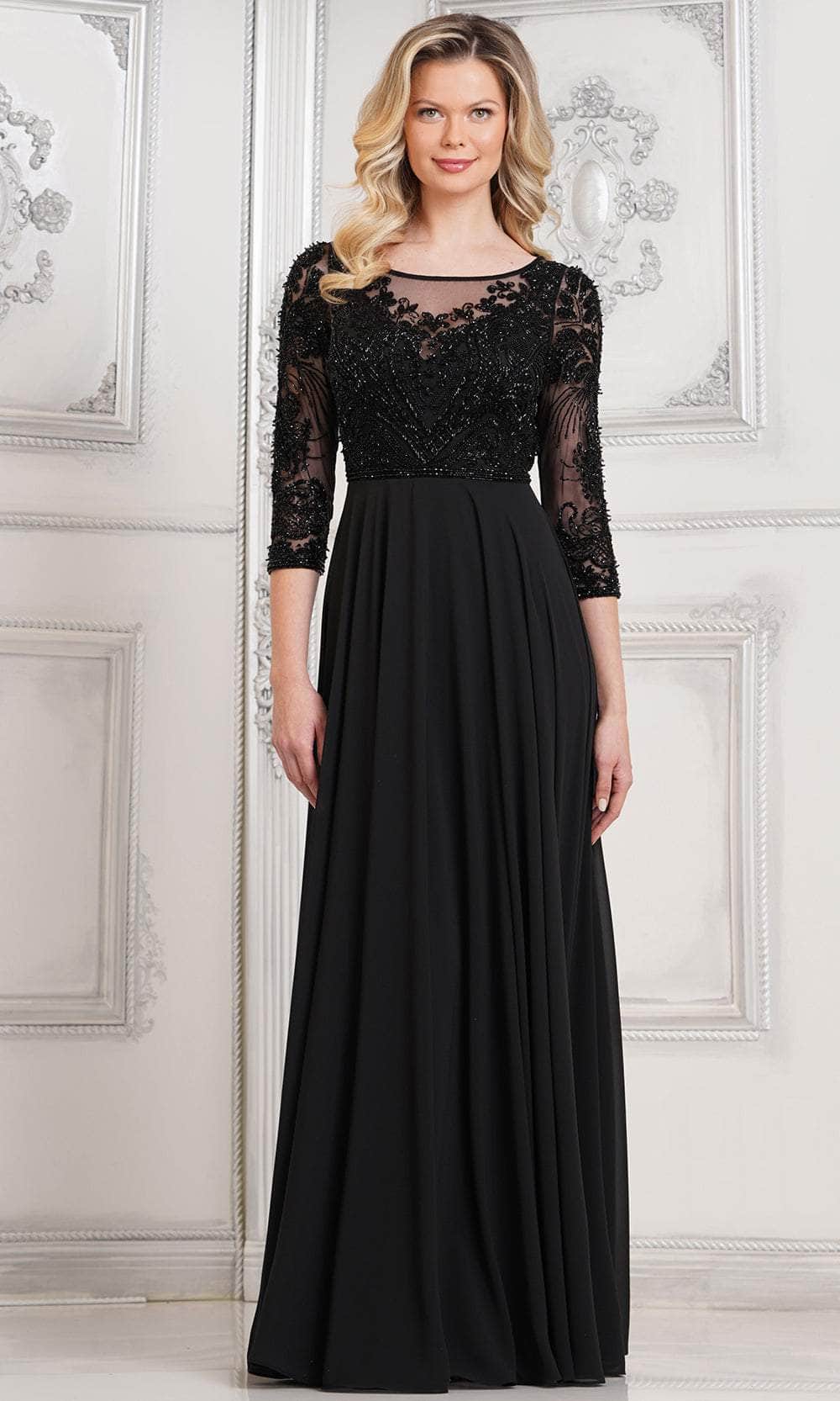 Marsoni by Colors MV1322 - Bead Embellished Evening Dress Special Occasion Dresses Dresses 6 / Black