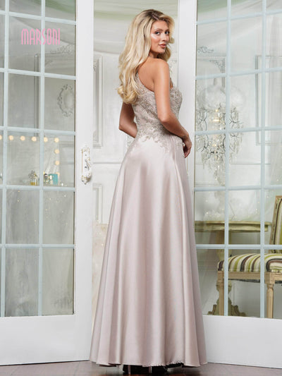 Marsoni by Colors MV1329 - Beaded Lace Mikado A-line Gown Evening Dresses