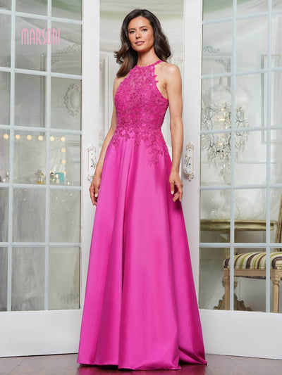 Marsoni by Colors MV1329 - Beaded Lace Mikado A-line Gown Evening Dresses