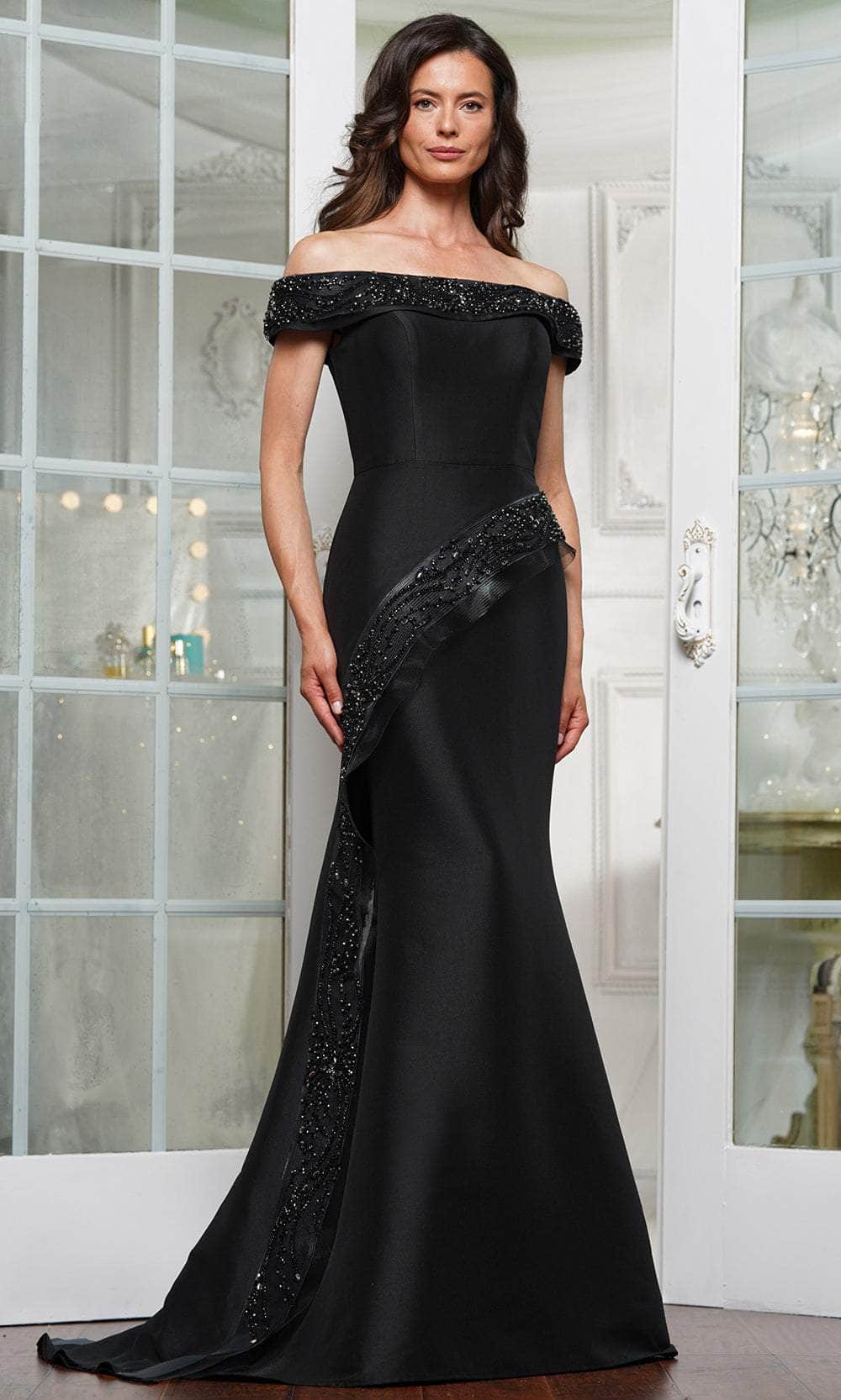 Marsoni by Colors MV1332 - Off-Shoulder Bead Embellished Prom Gown. Mother of the Bride Dresses