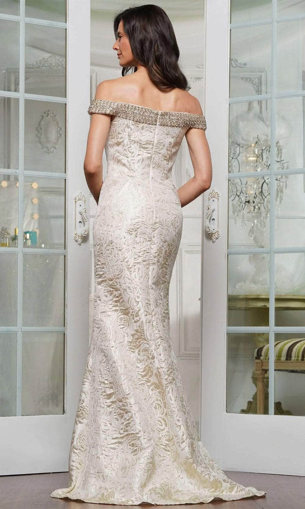 Marsoni by Colors MV1346 - Jeweled Jacquard Evening Dress Mother of the Bride Dresses
