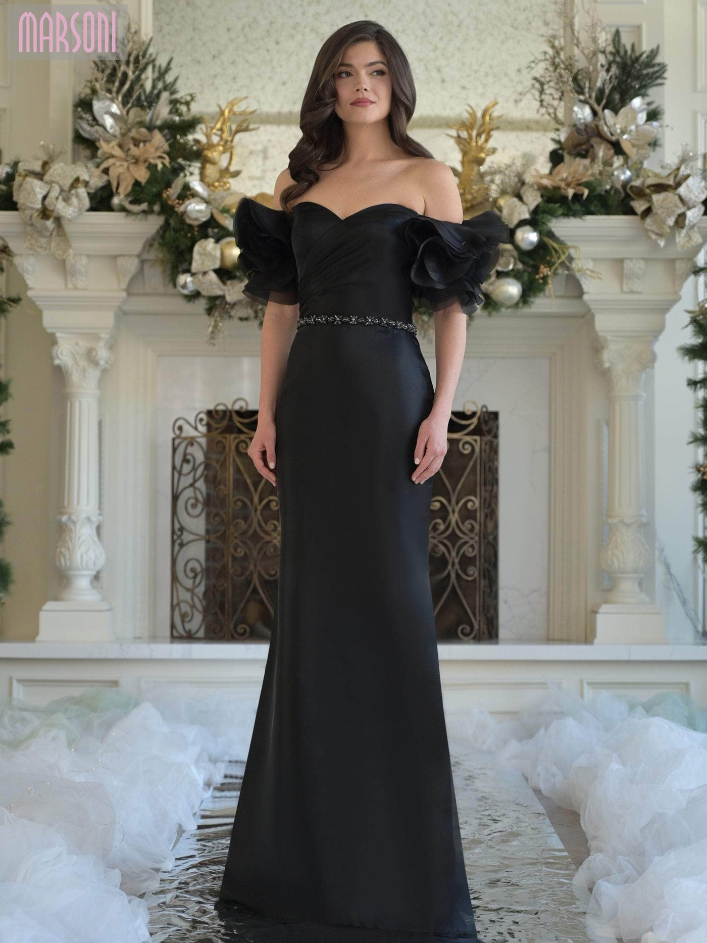 Marsoni by Colors MV1353 - Beaded Waist Sheath Gown Mother of the Bride Dresses