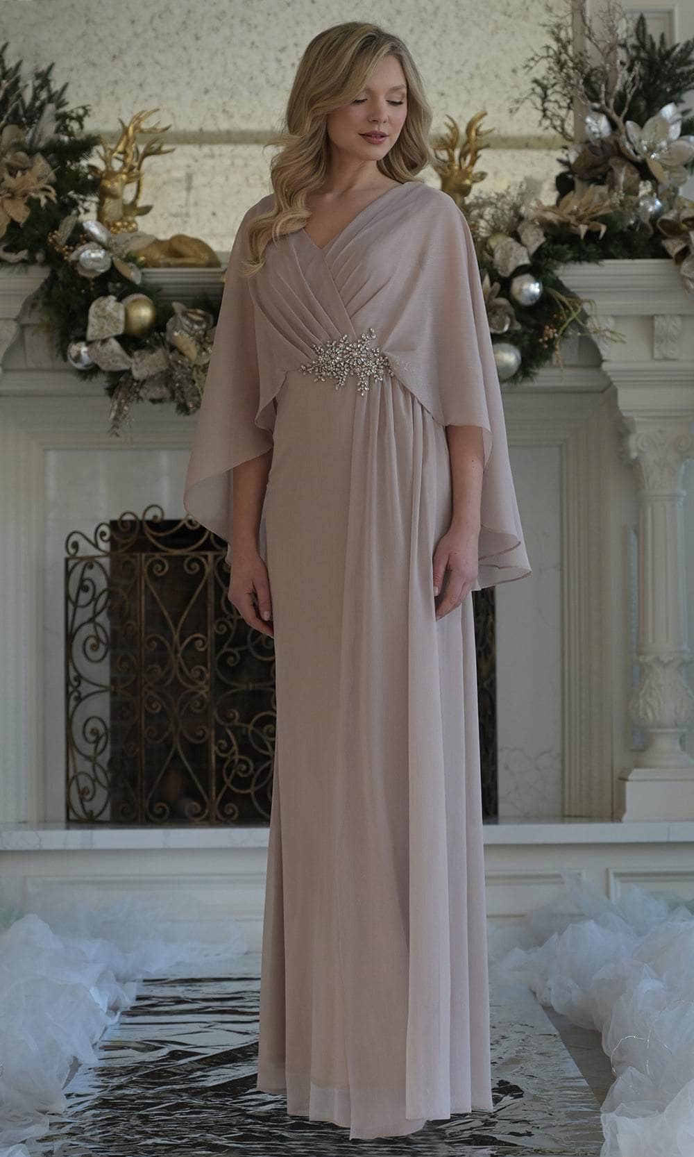 Marsoni by Colors MV1361 - V-Neck Chiffon Gown with Applique Mother of the Bride Dresses