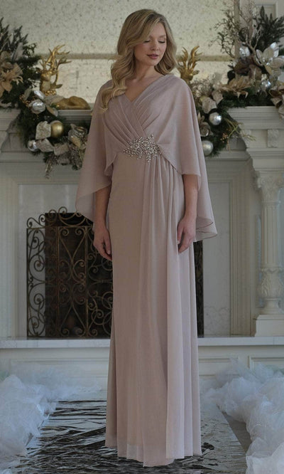 Marsoni by Colors MV1361 - V-Neck Chiffon Gown with Applique Mother of the Bride Dresses