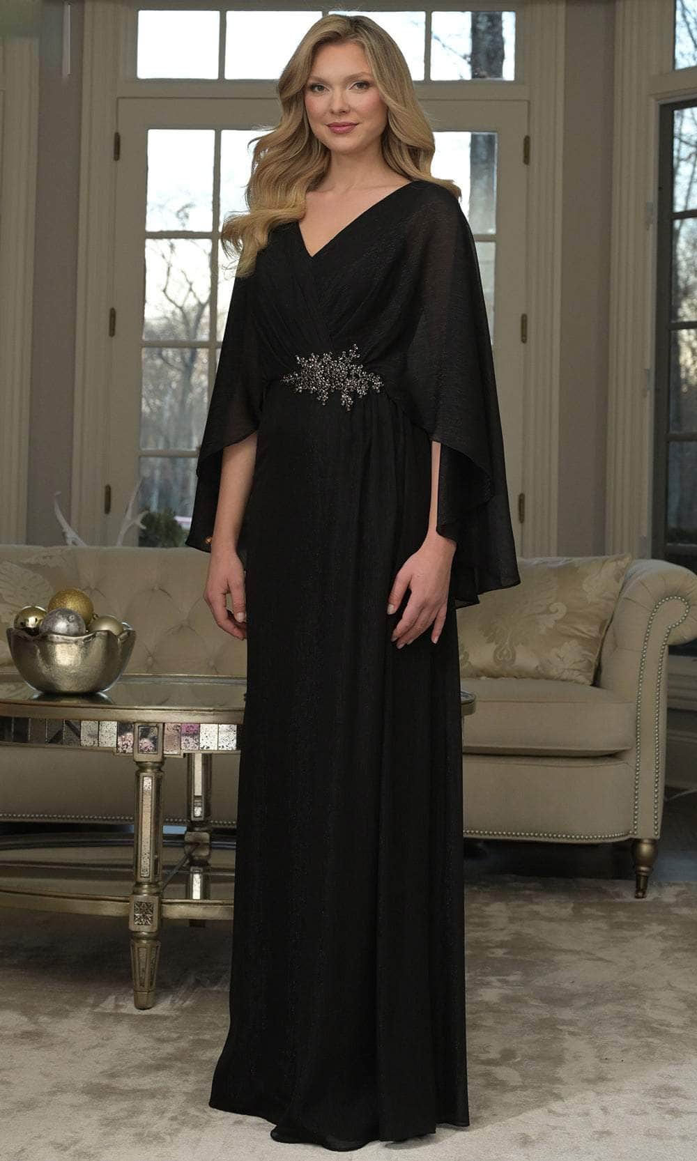 Marsoni by Colors MV1361 - V-Neck Chiffon Gown with Applique Mother of the Bride Dresses