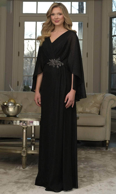 Marsoni by Colors MV1361 - V-Neck Chiffon Gown with Applique Mother of the Bride Dresses