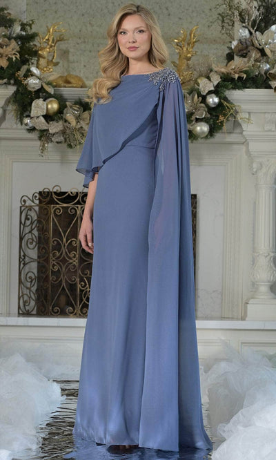 Marsoni by Colors MV1362 - Draped Long Cape Sleeve Gown Mother of the Bride Dresses