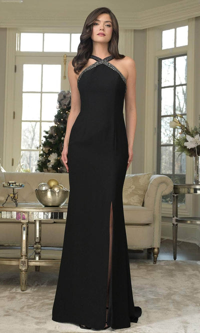 Marsoni by Colors MV1363 - Sleeveless Formal Halter Gown with Slit Prom Dresses