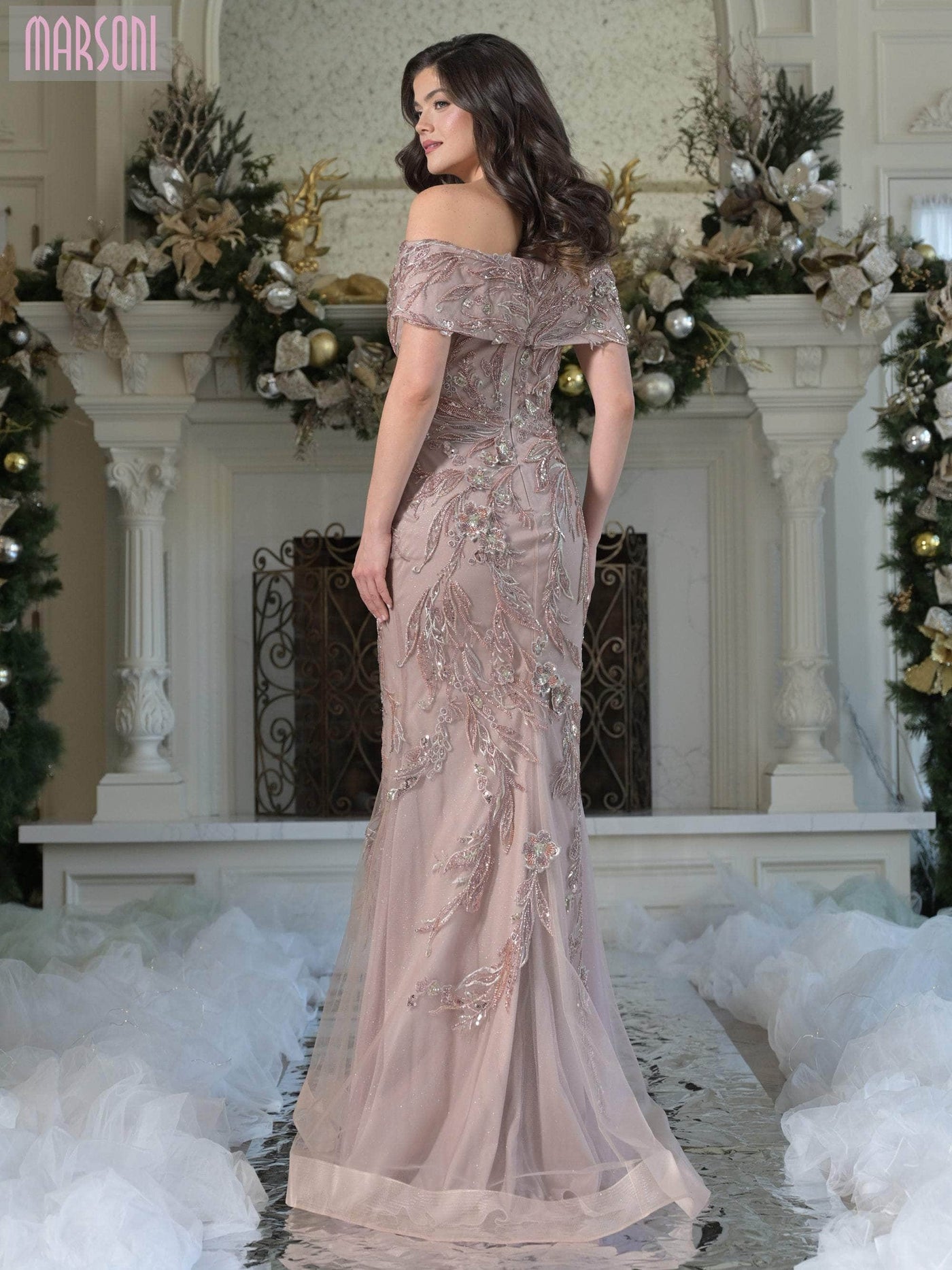 Marsoni by Colors MV1372 - Leaf Embellished Sweetheart Gown Mother of the Bride Dresses