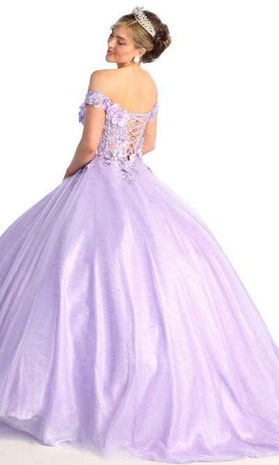 May Queen LK166 - Off Shoulder Applique Prom Ballgown Ball Gowns