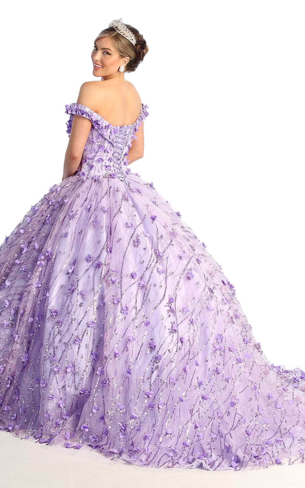 May Queen LK167 - Leaf Applique A Line Gown Ball Gowns