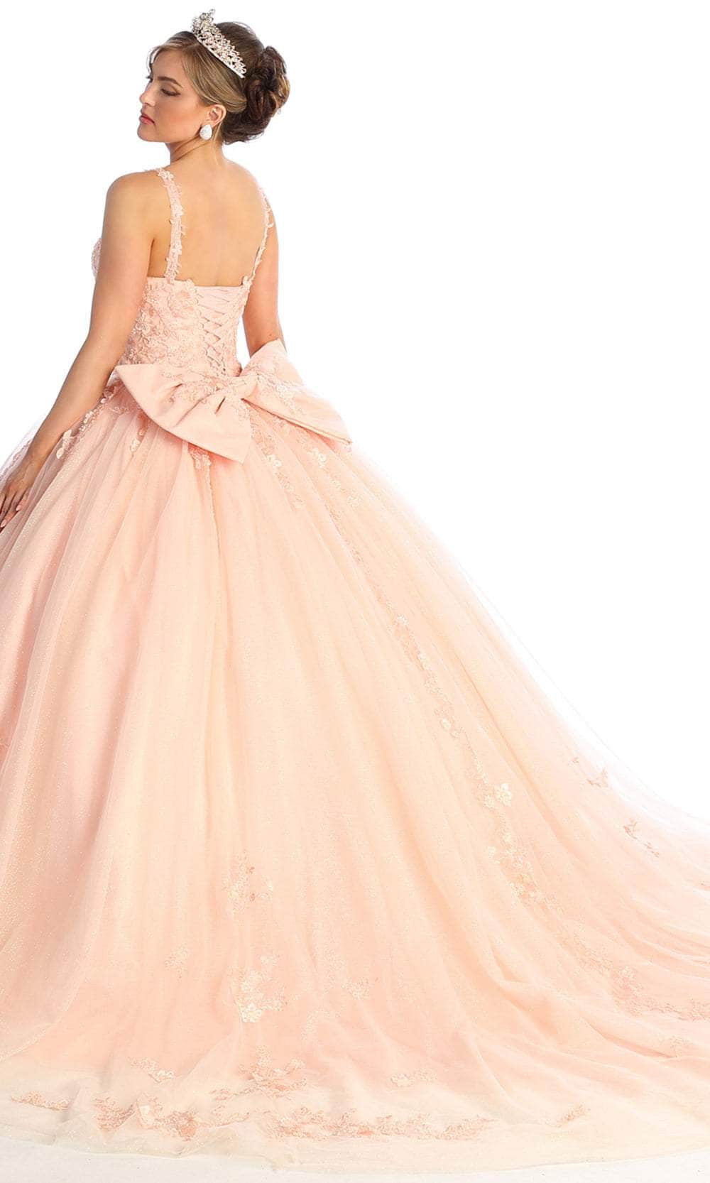 May Queen LK174 - V-Neck Embroidered Prom Ballgown Ball Gowns