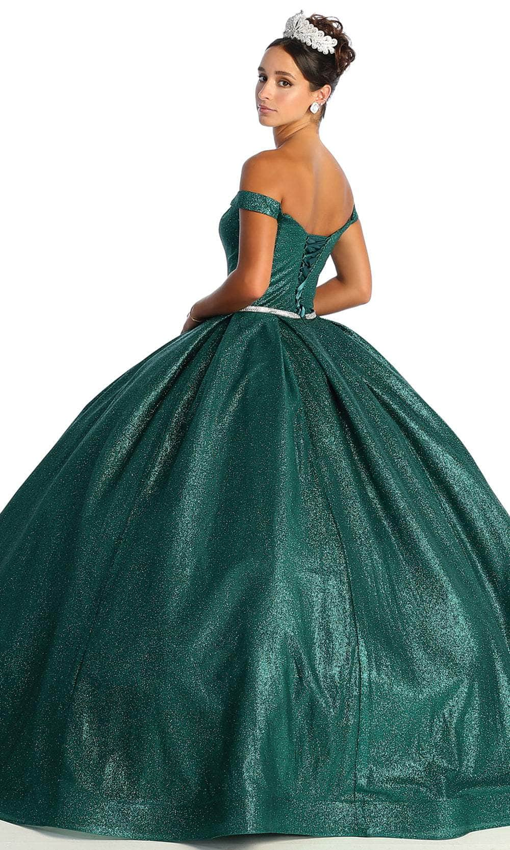 May Queen LK176 - Off Shoulder Glittered Ballgown Ball Gowns