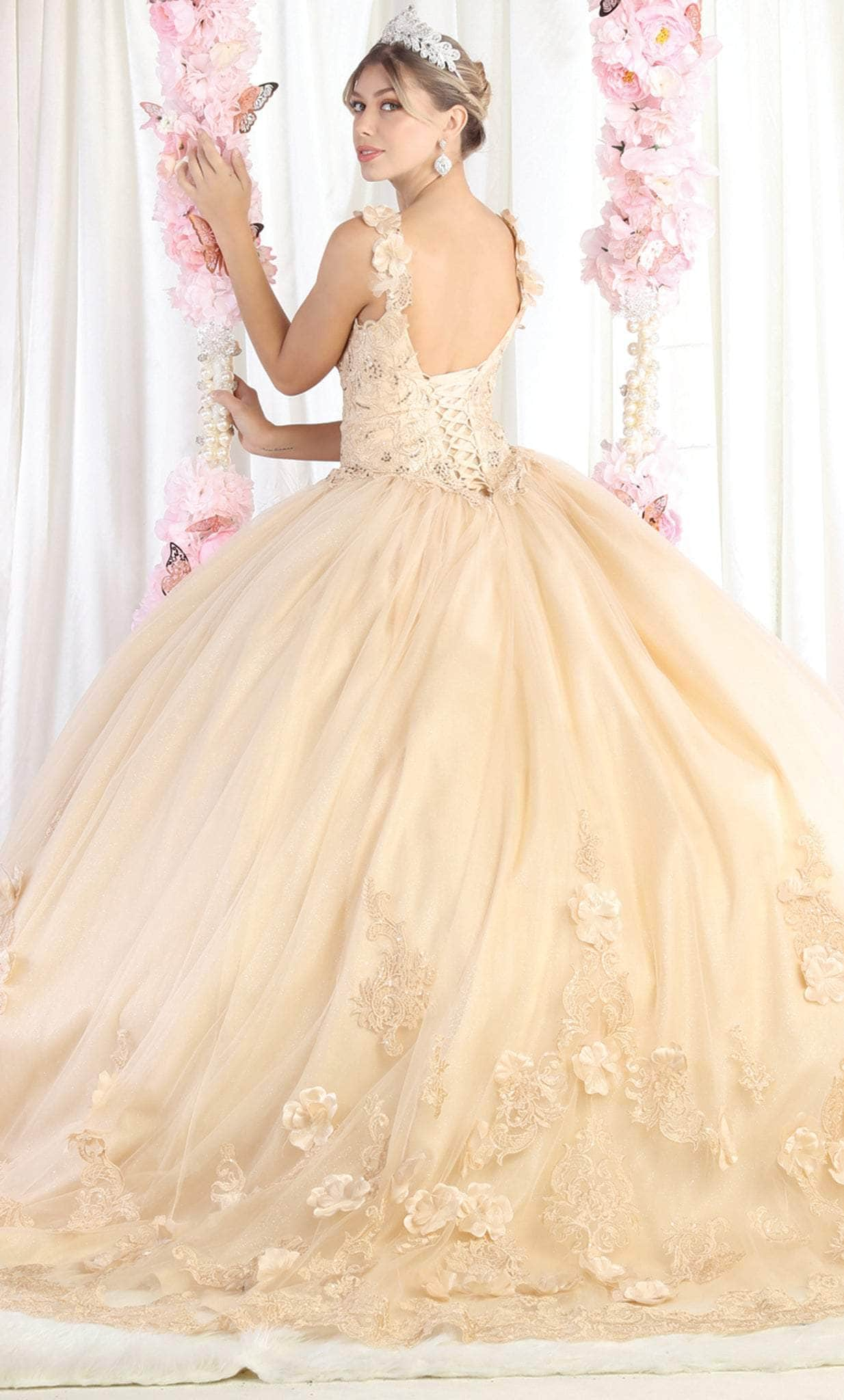 May Queen LK180 - Floral Detailed Quinceanera Ballgown Ball Gowns