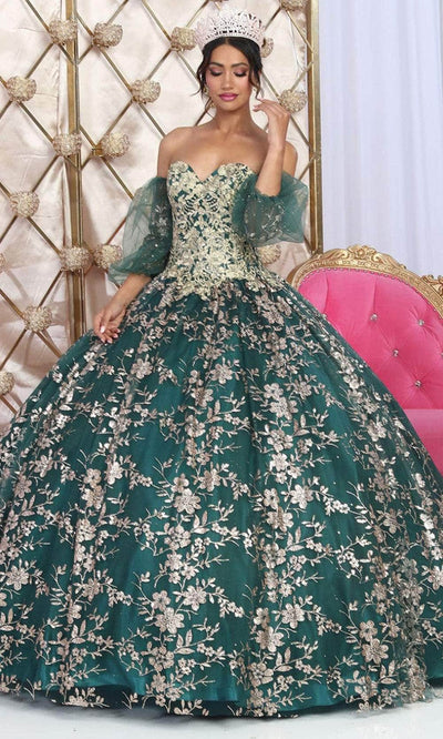 May Queen LK200 - Strapless Embroidered Ballgown Quinceanera Dresses 4 / Hunter/Gold