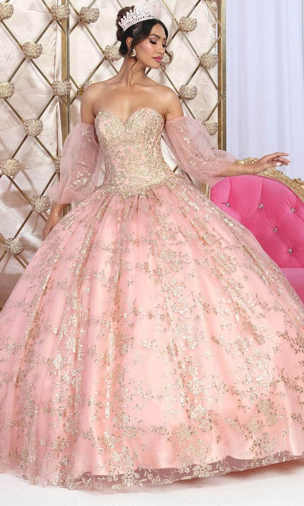 May Queen LK200 - Strapless Embroidered Ballgown Quinceanera Dresses 4 / Rose Gold