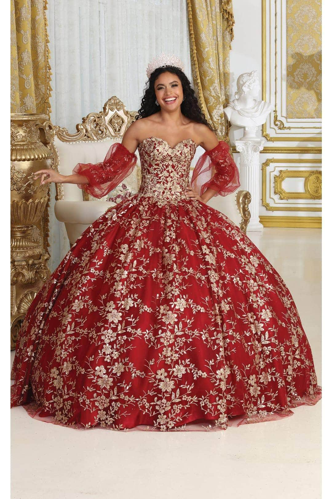 May Queen LK200 - Strapless Embroidered Ballgown Quinceanera Dresses 