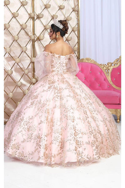 May Queen LK206 - Metallic Floral Ballgown  Quinceanera Dresses 