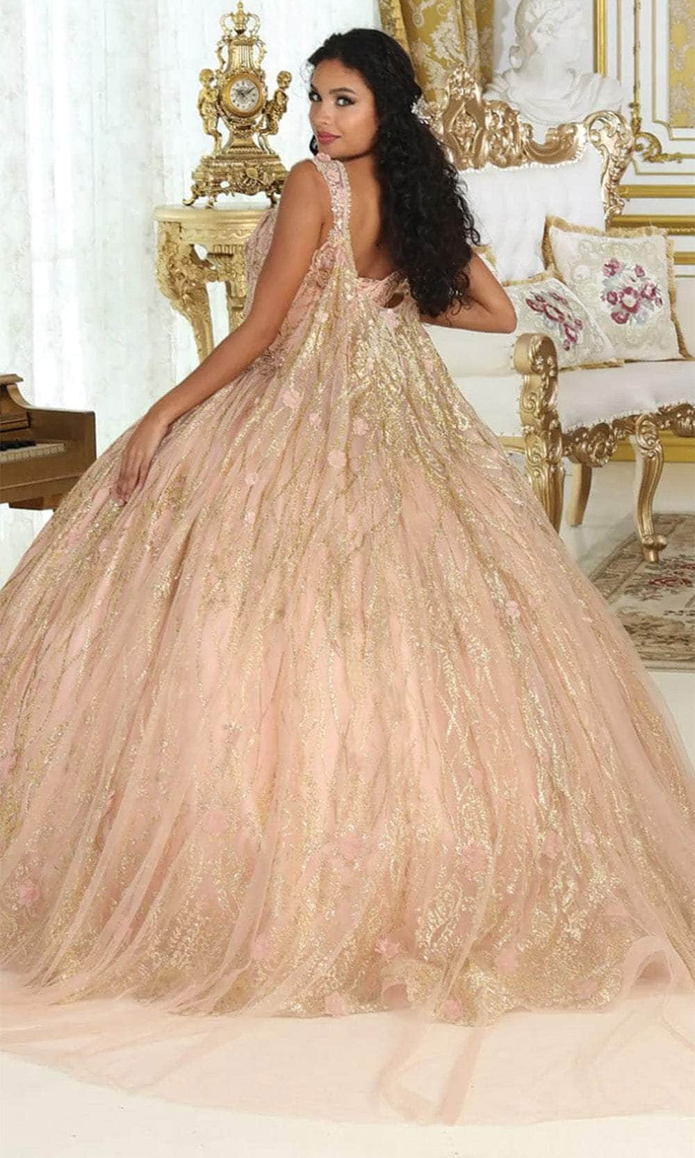 May Queen LK207 - Floral V-Neck Ballgown Quinceanera Dresses 