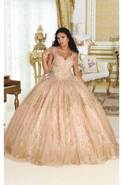 May Queen LK207 - Floral V-Neck Ballgown Quinceanera Dresses 