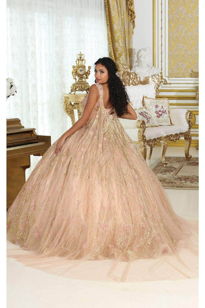 May Queen LK207 - Floral V-Neck Ballgown Quinceanera Dresses 