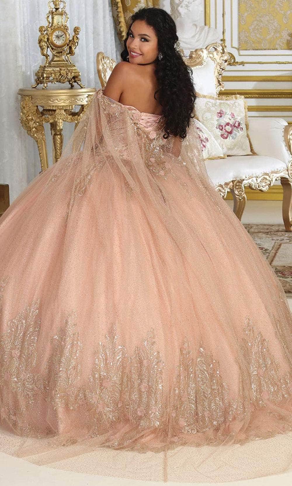 May Queen LK211 - Cape Sleeve Floral Ballgown Quinceanera Dresses 