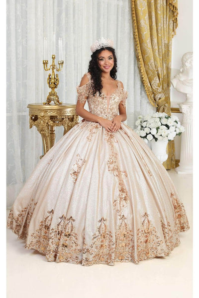 May Queen LK213 - Applique Cold Shoulder Ballgown Quinceanera Dresses 