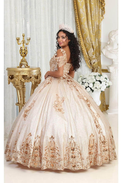 May Queen LK213 - Applique Cold Shoulder Ballgown Quinceanera Dresses 