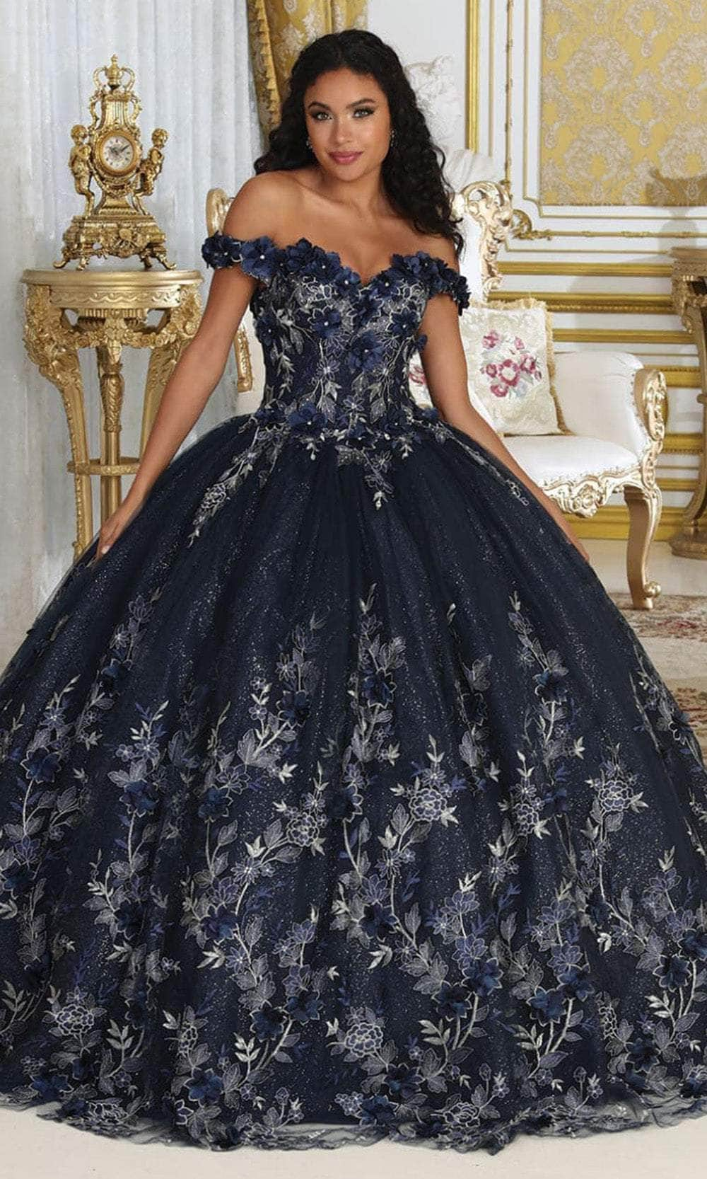 May Queen LK215 - Floral Applique Ballgown Quinceanera Dresses 4 / Navy